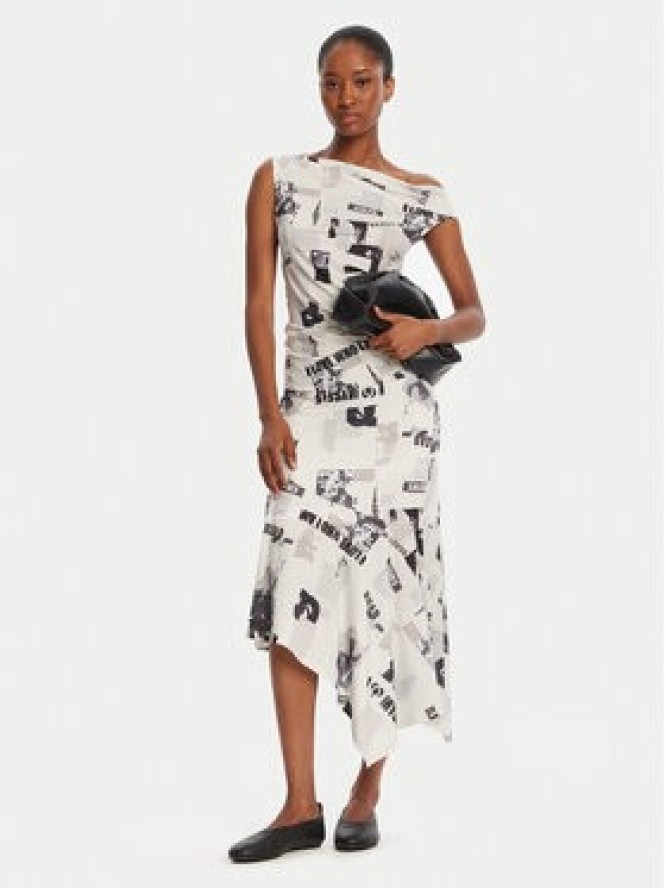 Desigual Spódnica midi Breaking News 25WWFK07 Biały Regular Fit