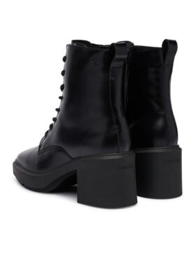Calvin Klein Trzewiki Block Heel Ank Boot Laceup Lth HW0HW03174 Czarny