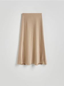 Satynowa spódnica midi - beżowy