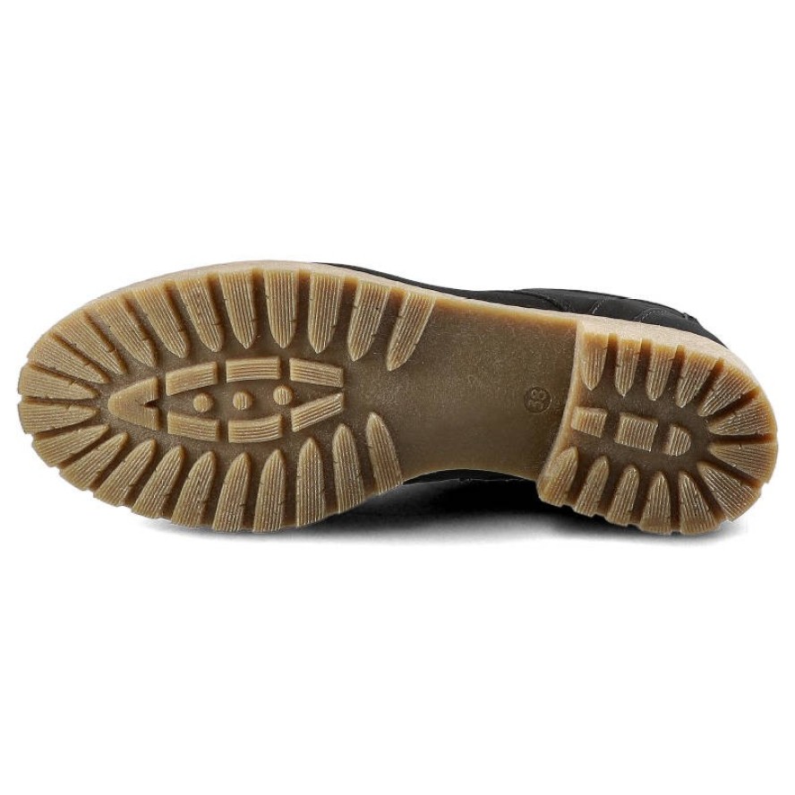 Czarne Botki Pollonus Damskie Skórzane Obuwie