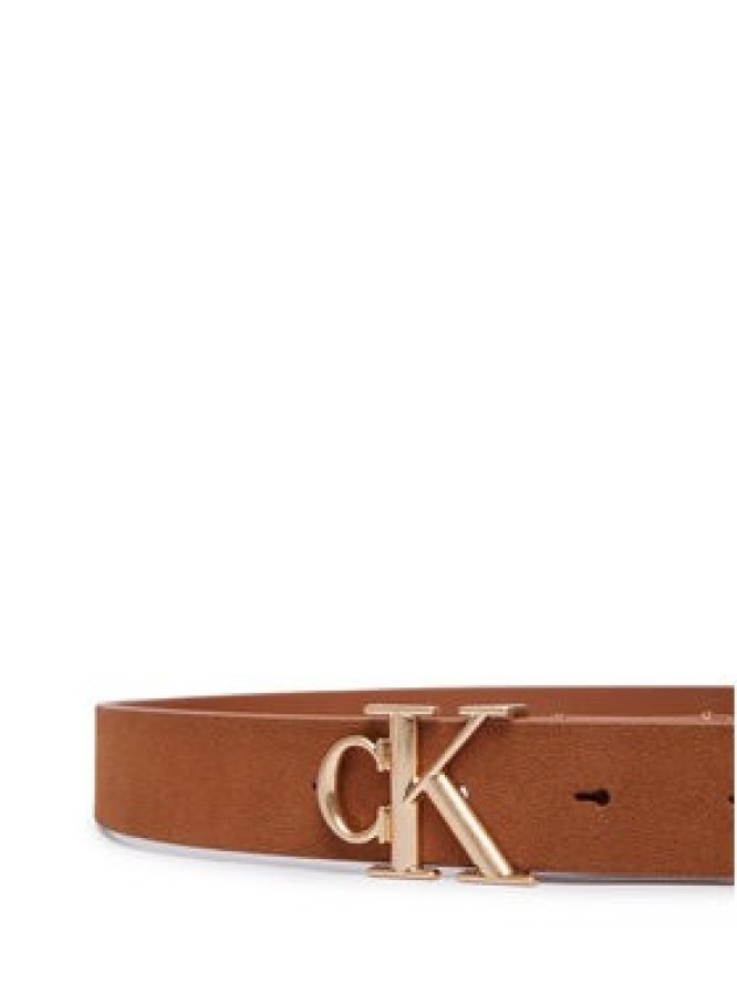 Calvin Klein Pasek Damski Round Ck Buckle Suede LV04F7144G Brązowy