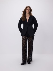 Koronkowe spodnie z wiskozą - czarny