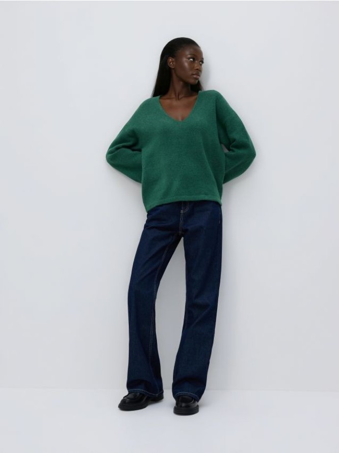 Sweter z szerokimi rękawami - morski