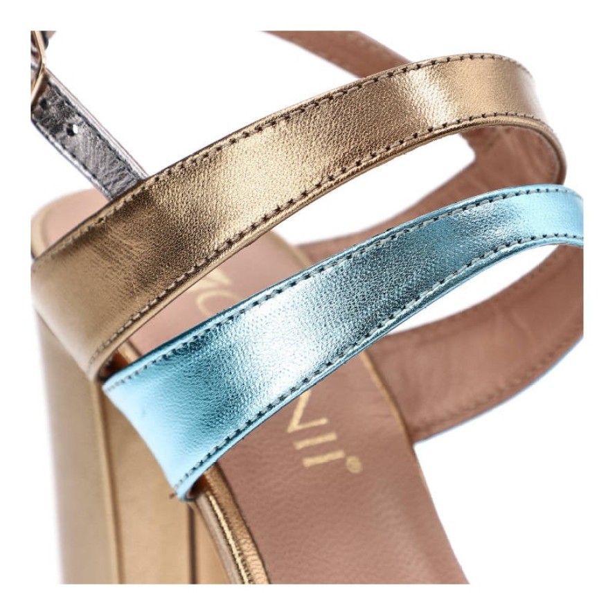 Złote Sandały Carinii Eleganckie Skórzane Buty