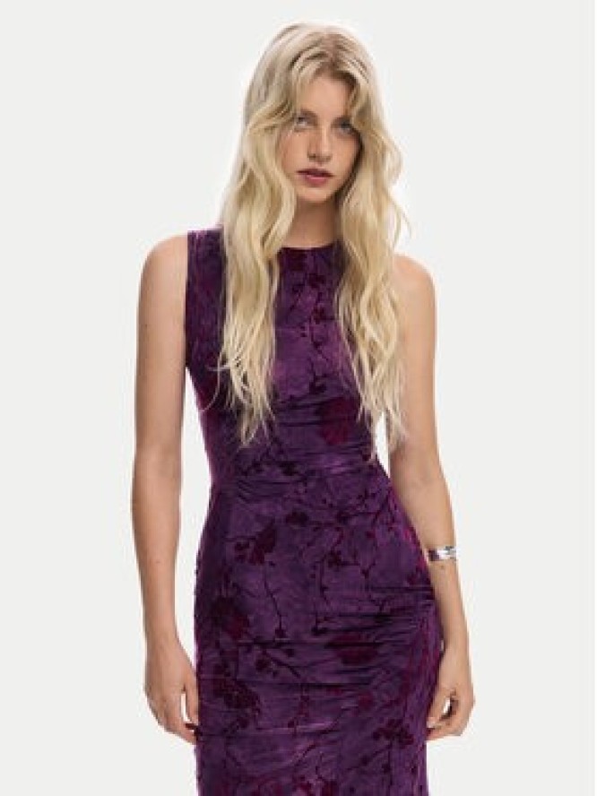 Desigual Sukienka koktajlowa Alina 25WWVK33 Fioletowy Slim Fit