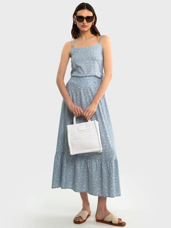 Top damski z wiskozy z motywem kwiatowym błękitny Firona 400