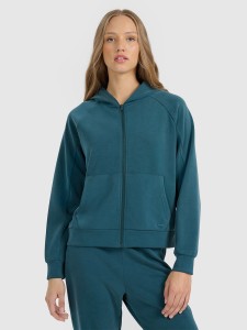 4F Bluza dresowa rozpinana z modalem damska - turkusowa S