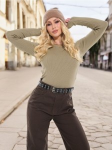 Sweter slim fit - zielony