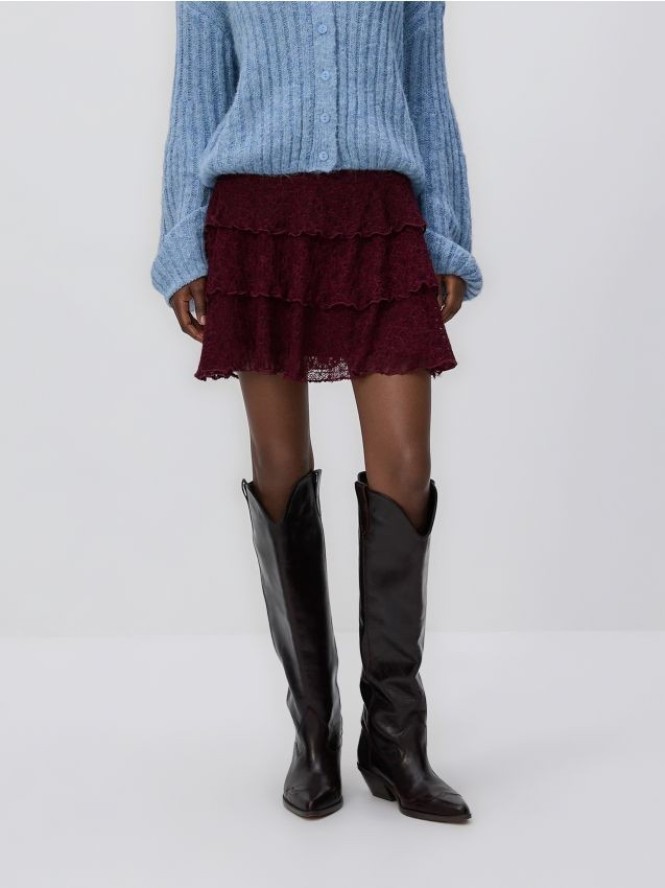 Koronkowa spódnica mini - ciemnofioletowy