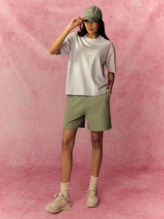 4F T-shirt loose z nadrukiem damski - niebieski M