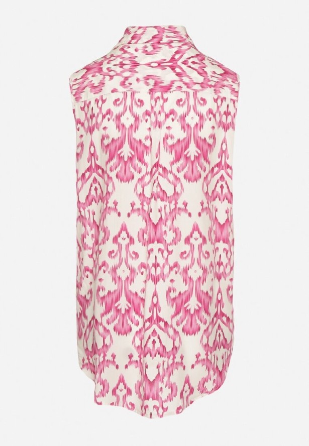 Różowa Bawełniana Koszula Bez Rękawów w Ornamentalny Wzór Jenalea