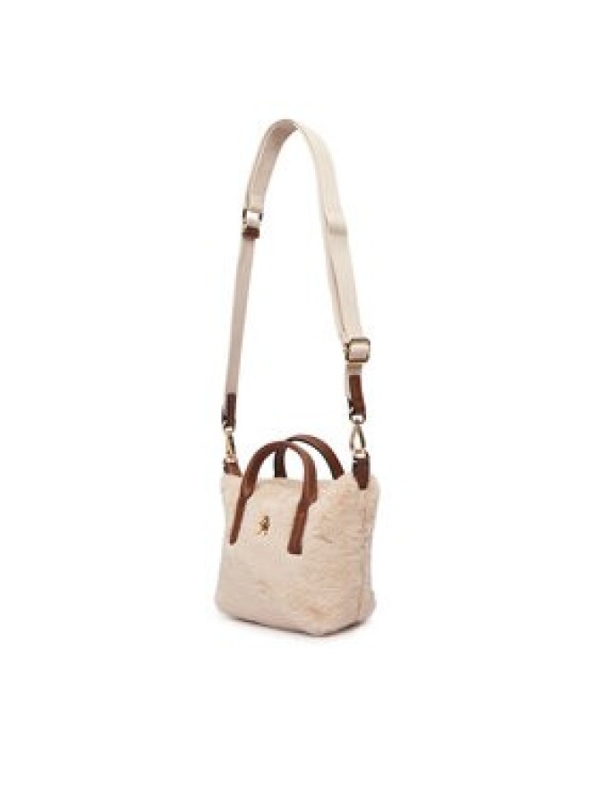 Tommy Hilfiger Torebka Popette Micro Tote Faux Fur AW0AW19311 Beżowy jasny