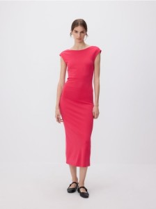 Sukienka midi z modalem - fuksja
