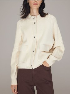 Kardigan z kieszeniami - kremowy