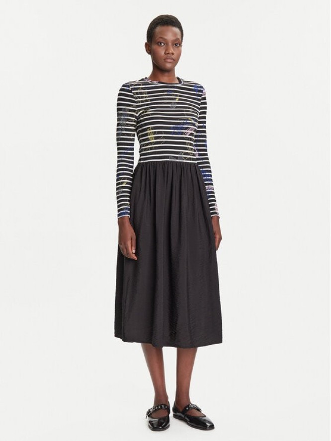 Desigual Sukienka codzienna Raya Hibrida 25WWVW15 Czarny Regular Fit