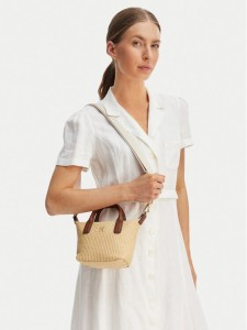 Tommy Hilfiger Torebka Popette Micro Tote Raffia AW0AW18526 Beżowy