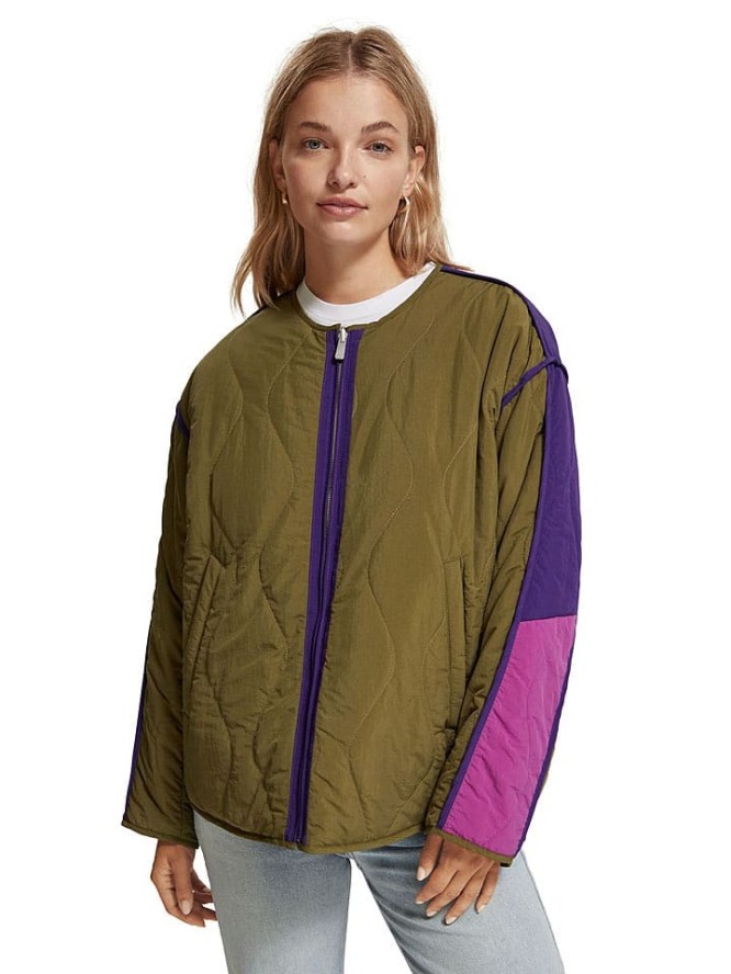 Scotch & Soda Dwustronna kurtka przejściowa w kolorze oliwkowym rozmiar: XL