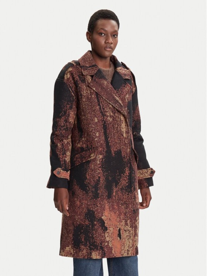 Desigual Płaszcz przejściowy Brushed Lacroix 25WWEW05 Brązowy Loose Fit