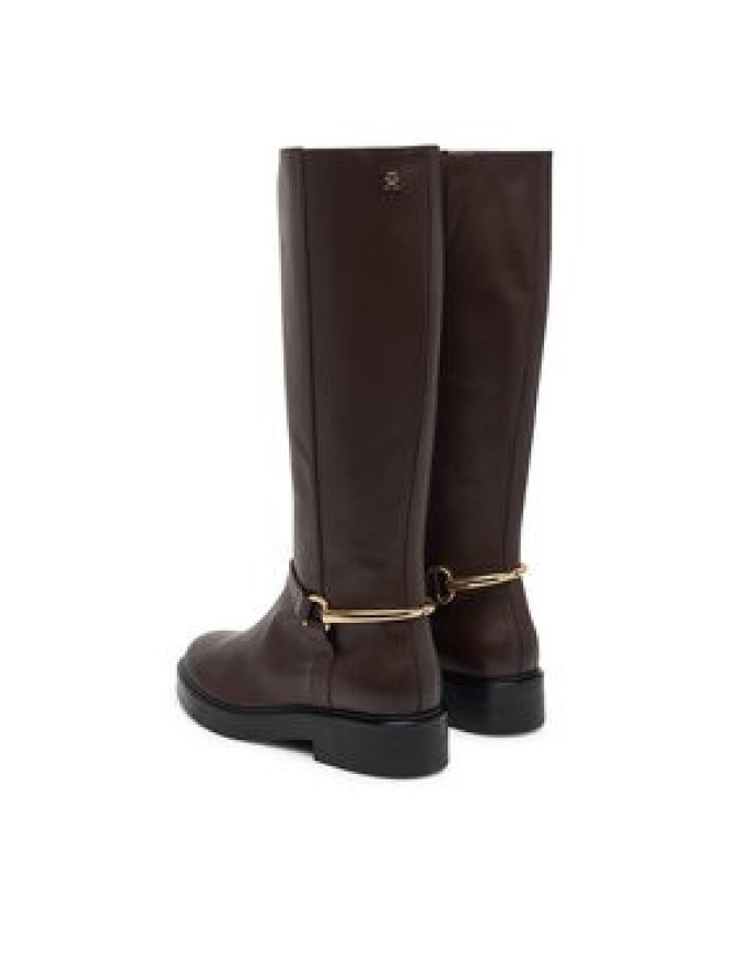 Tommy Hilfiger Oficerki Th Stud Leather Knee Riding Boot FW0FW09608 Brązowy