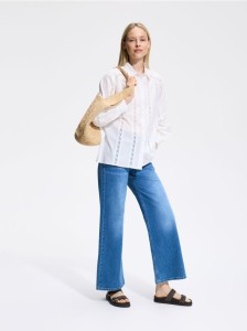 Jeansy wide leg - niebieski