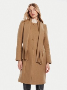 Rinascimento Płaszcz wełniany CFC0125616003 Beżowy Regular Fit