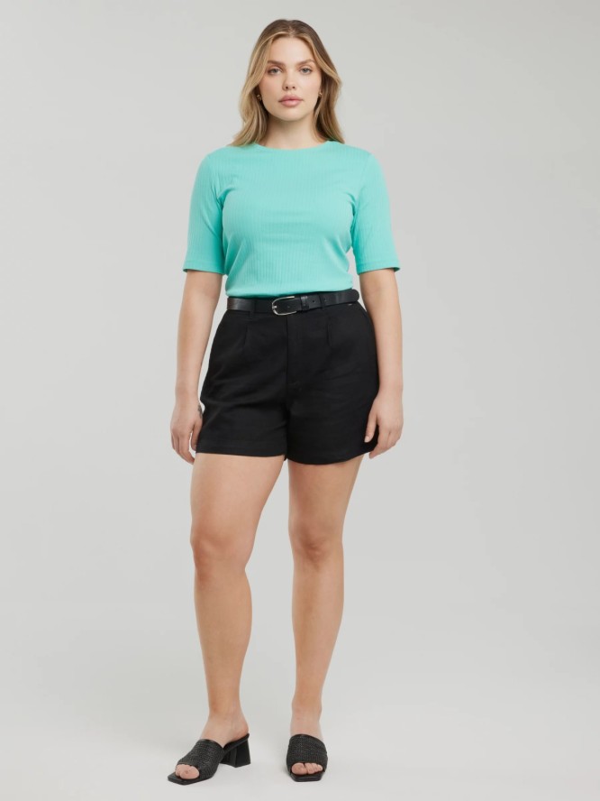 Szorty damskie lniane czarne Kaley 906