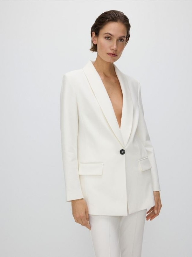 Marynarka z szalowym kołnierzem - biały