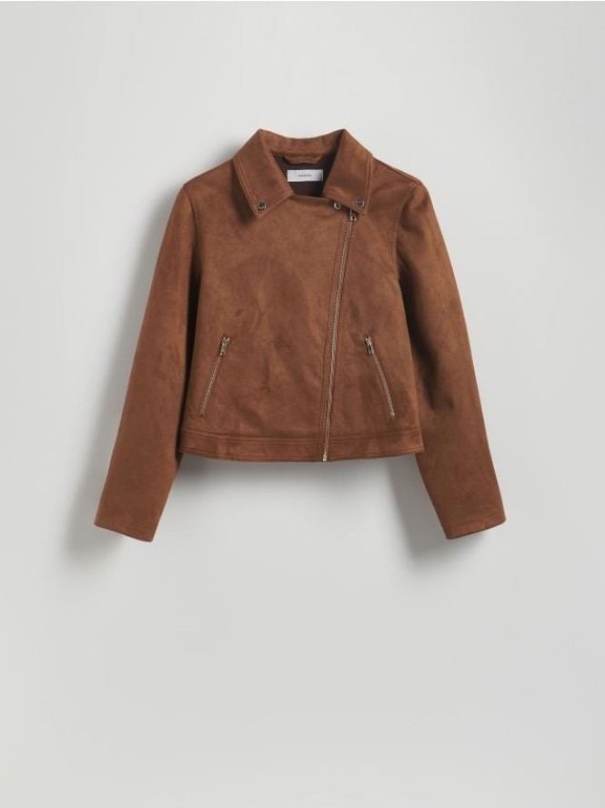 Ramoneska z imitacji zamszu - brązowy