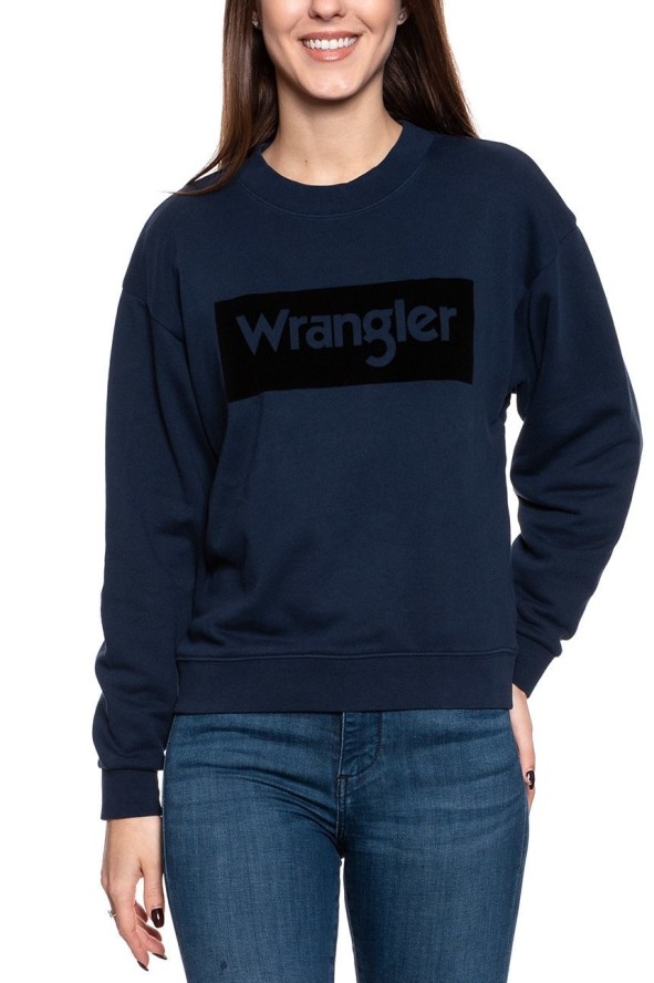 BLUZA WRANGLER HIGH RIB RETRO SWEAT NAVY W6N0HA114 112130760