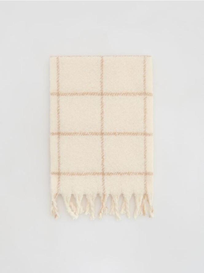 Szalik w kratkę - kremowy