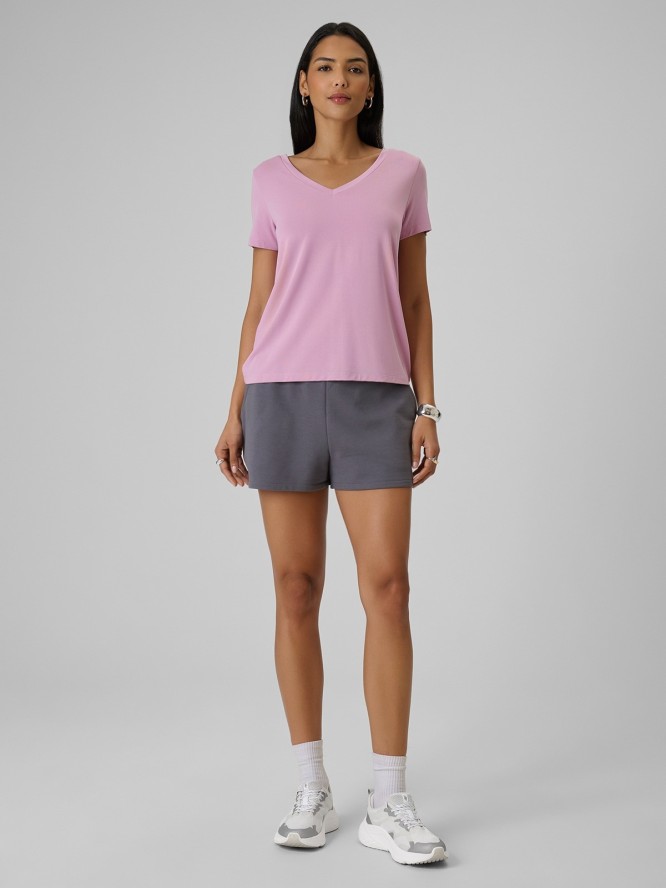 4F T-shirt regular z modalem damski - różowy L