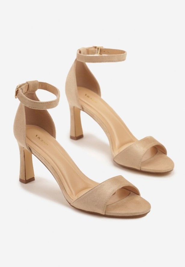Beżowe Klasyczne Sandały Vices na Szpilce Nitania