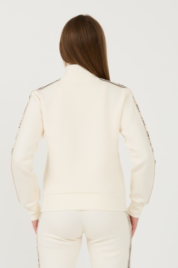 GUESS Beżowa damska bluza Britney Full Zip, Rozmiar XL