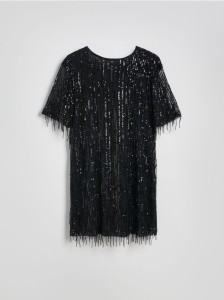 Cekinowa sukienka mini - czarny