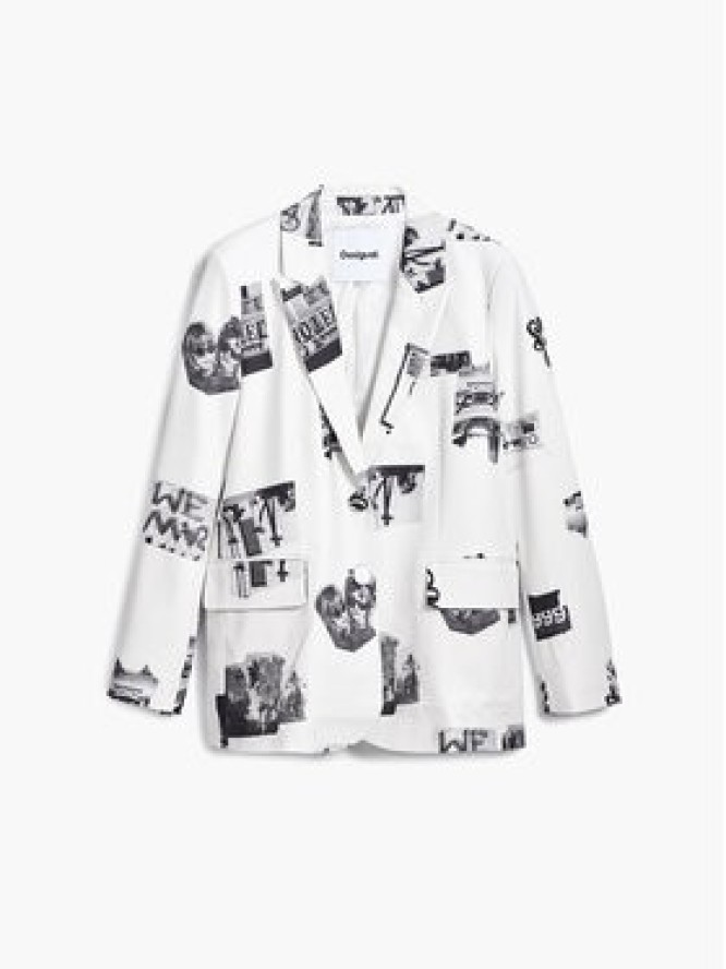 Desigual Marynarka 25SWEW15 Biały Regular Fit