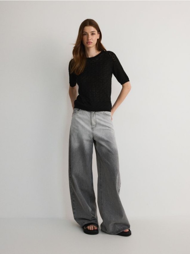 Bluzka z dodatkiem wiskozy - czarny