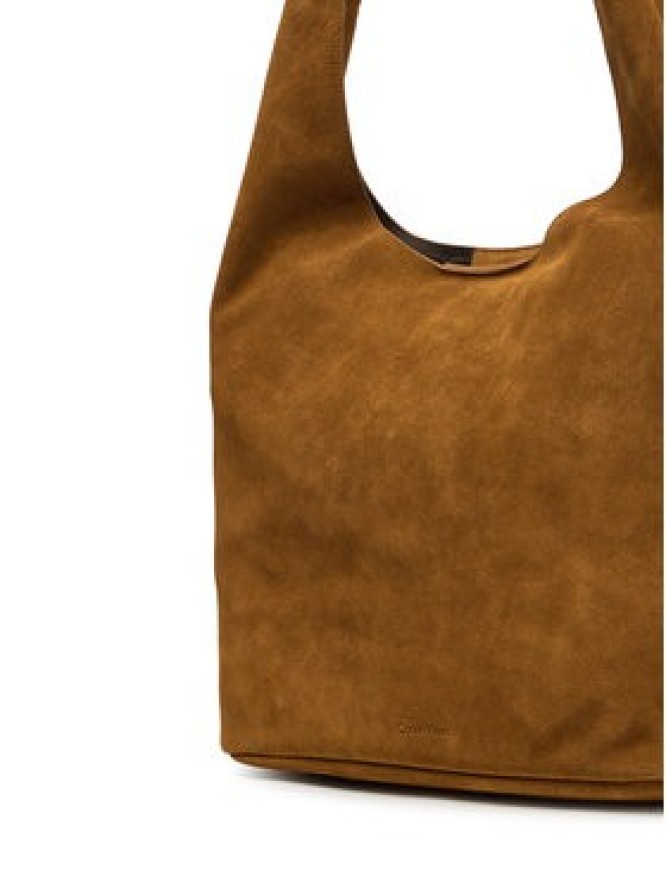 Calvin Klein Torebka Slouchy Suede Leather Medium Bag LV04F3597G Brązowy
