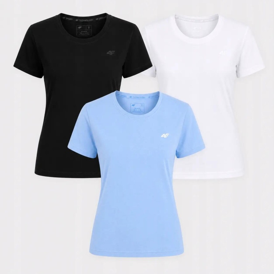 T-SHIRT DAMSKI 4F ZESTAW 3PAK KOSZULKA SPORTOWA KOMPLET XS F3308 SS26
