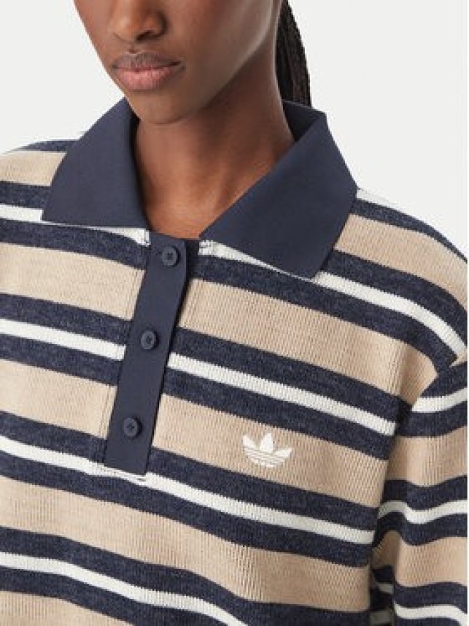 adidas Bluza Stripe Knitted Polo Top LG3946 Beżowy Regular Fit