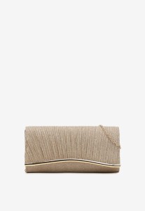 Złota Brokatowa Torebka Kopertówka z Łańcuszkiem Bobbette