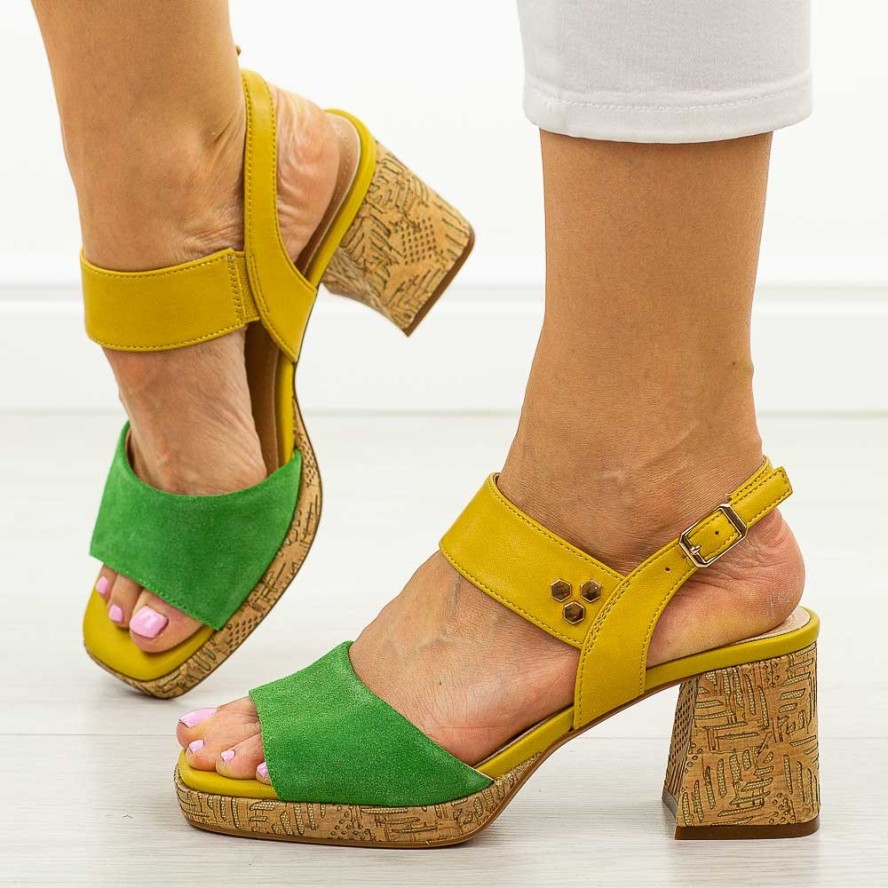 Zielone sandały damskie na słupku Sergio Leone sk571