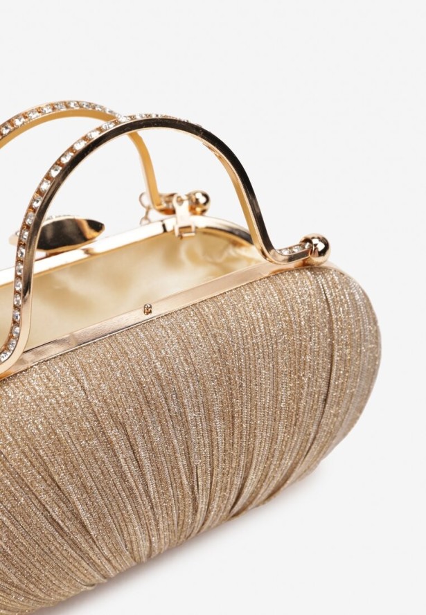 Złota Brokatowa Torebka Kopertówka z Rączką Mekavia