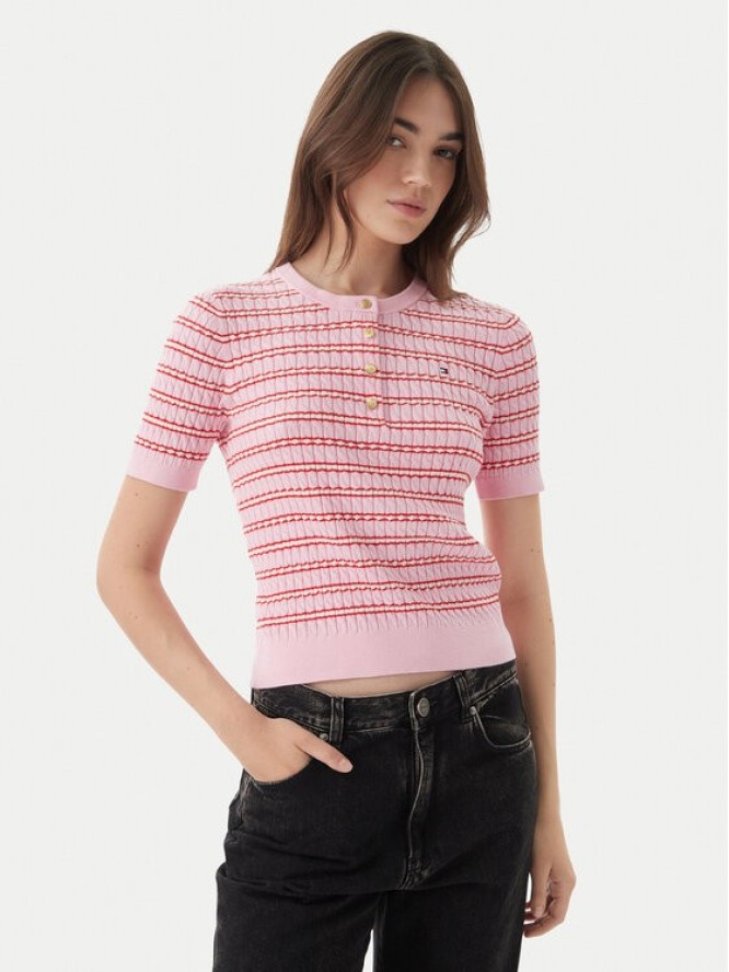 Tommy Hilfiger Sweter WW0WW49613 Różowy jasny Slim Fit