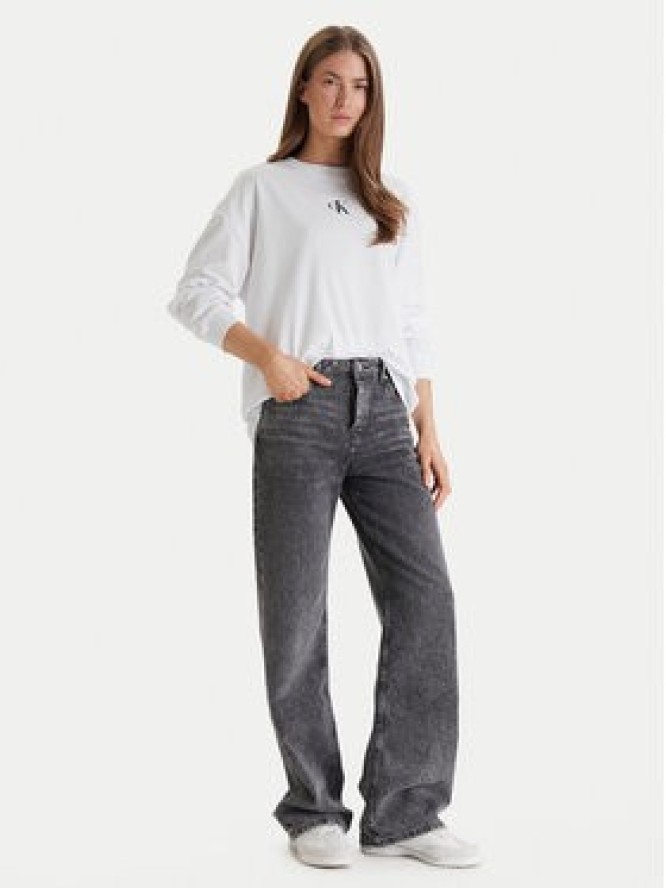 Calvin Klein Jeans Bluza Monologo LV047E211G Biały Oversize