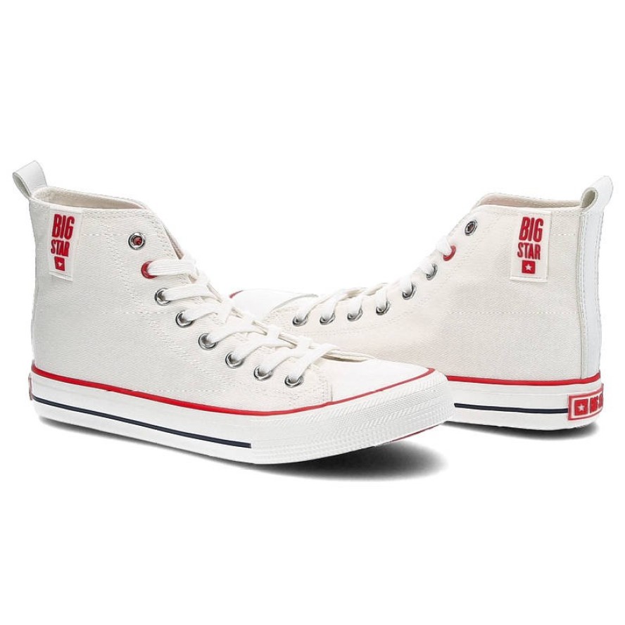 Trampki unisex Big Star, sznurowany wykonany z materiału z naszywanym logo na cholewce gumowy nosek oraz podeszwa metalowe przelotki i kontrastowe sz