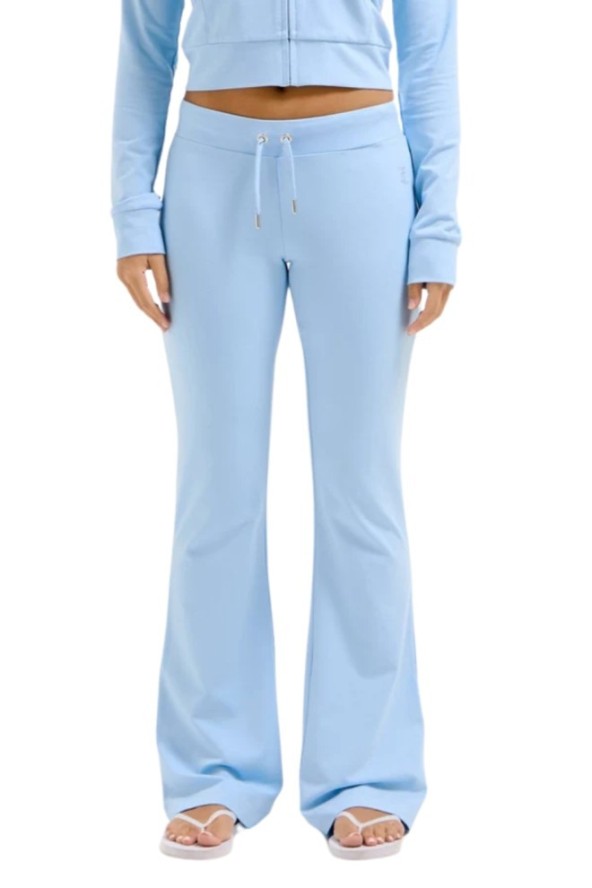 JUICY COUTURE Błękitne damskie spodnie dresowe Single Jersey Apollo Low Rise, Rozmiar L