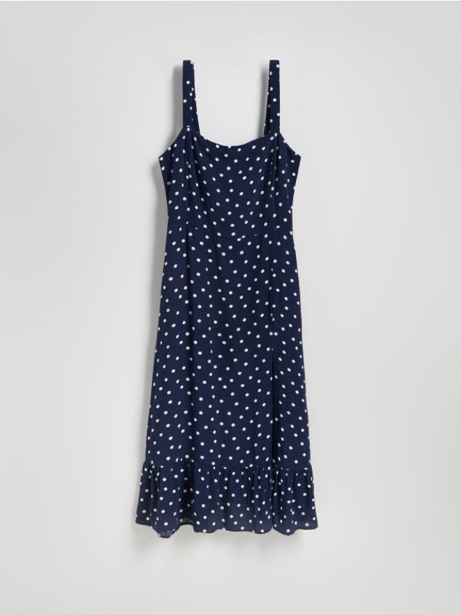 Sukienka midi na ramiączkach - granatowy