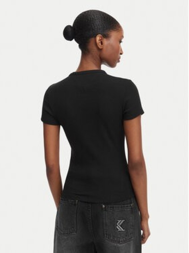 Tommy Jeans T-Shirt Script Rib DW0DW22809 Czarny Slim Fit