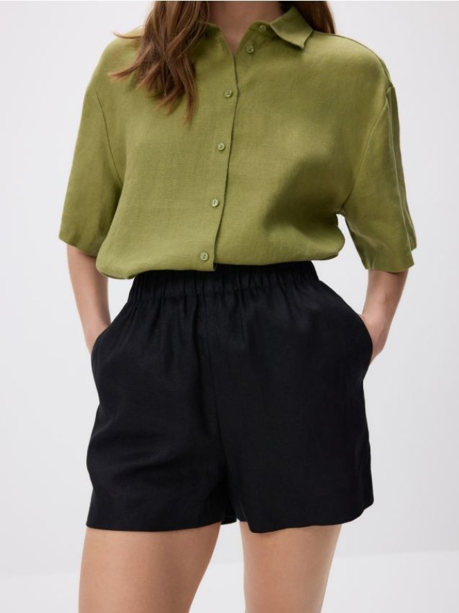 Lniane szorty - czarny