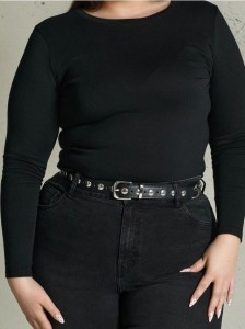 Body z długim rękawem - czarny